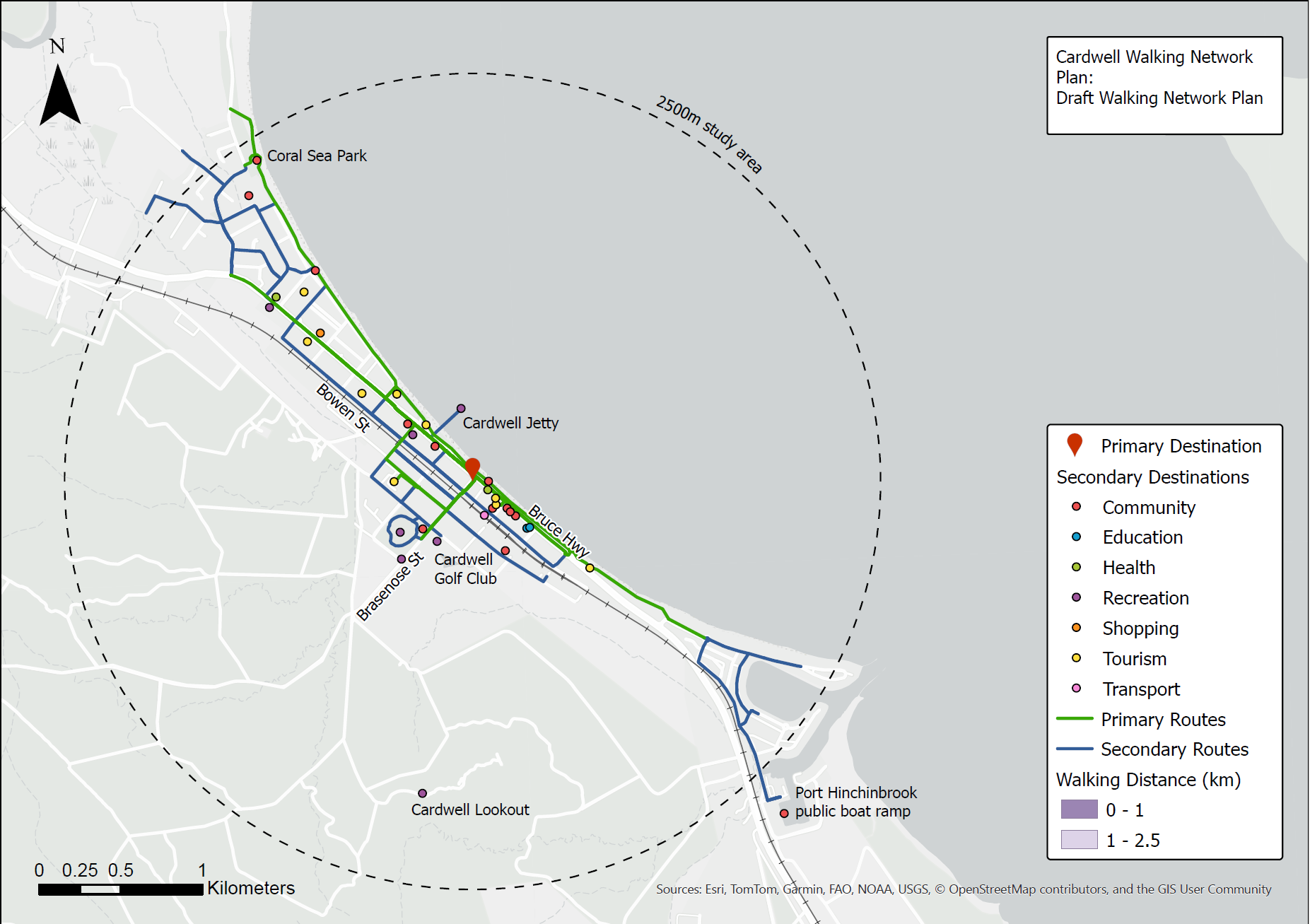 2500m study area outlining the draft plan
