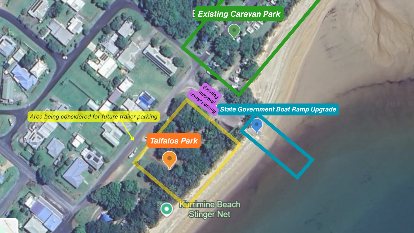 Kurrimine Beach aerial map (image updated 23/3)